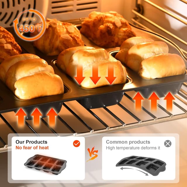 Thumbnail 4 de HONGBAKE 8-Cavity Mini Loaf Pan set 🍞