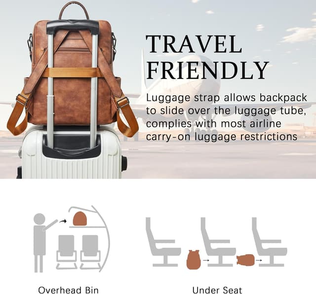 Detalle de Shrrie Vegan Leather Laptop Backpack for Women (15.6-inch) — Waterproof Work, Travel & College Bag