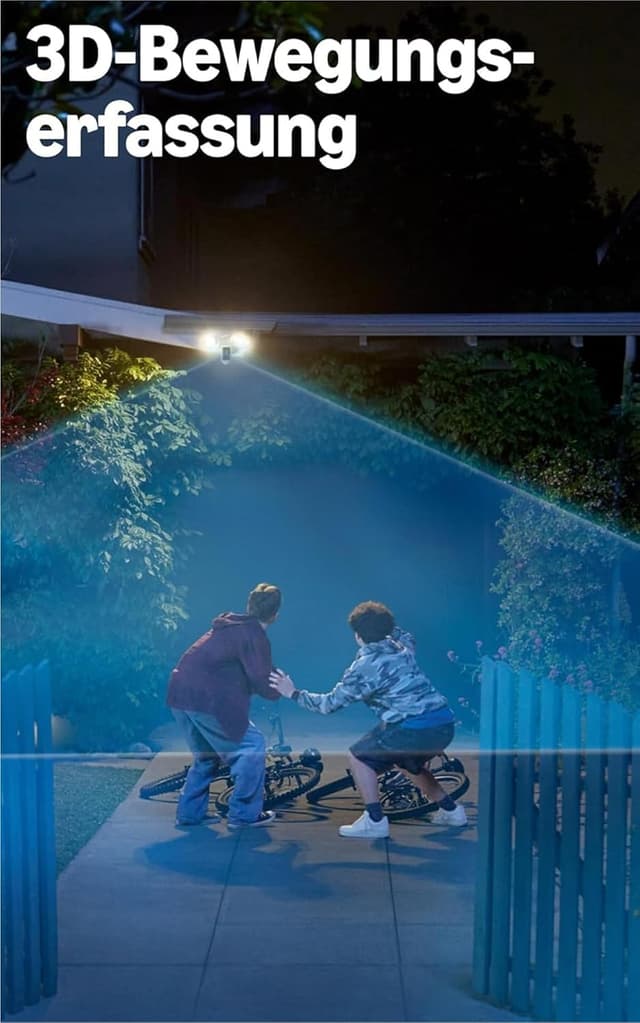 Detalle de Ring Flutlichtkamera Pro (Floodlight Cam Pro, neueste Generation) – Außenkamera mit Retinal 4K, 10x-Zoom, 2 Kameras