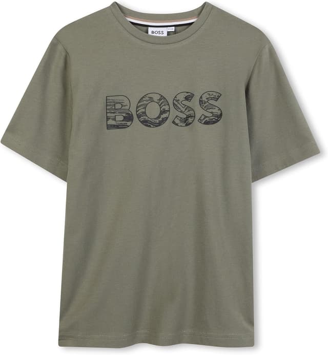 Detalle 2 de T-shirt Boss J52358 bambini e ragazzi in jersey di cotone con stampa logo BOSS