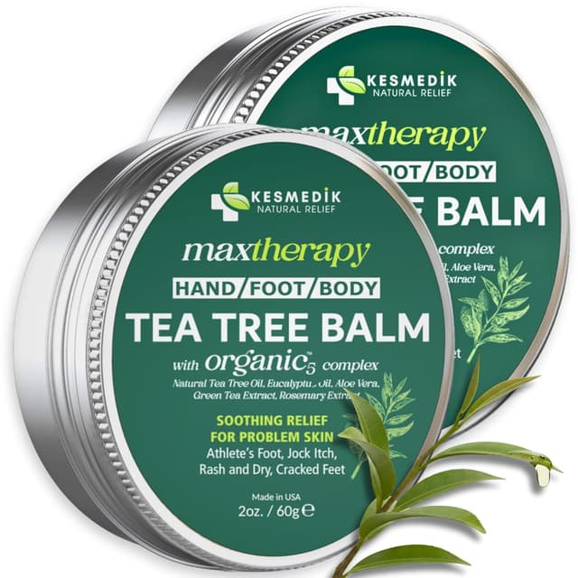 Detalle de KESMEDIK Tea Tree Oil Balm (2-Pack) for Itching, Rashes, Athlete’s Foot, Jock Itch & Dry Skin