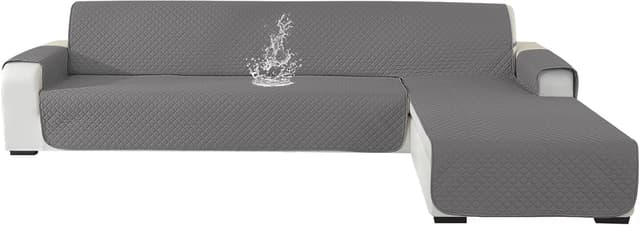 Detalle de Ystyle Copridivano 2 posti con penisola reversibile, angolare impermeabile antiscivolo (210 cm) grigio chiaro