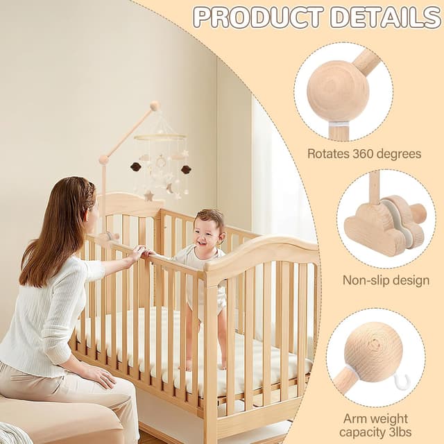 Detalle 1 de Farerkass Baby Mobile Halterung mit Holzarm