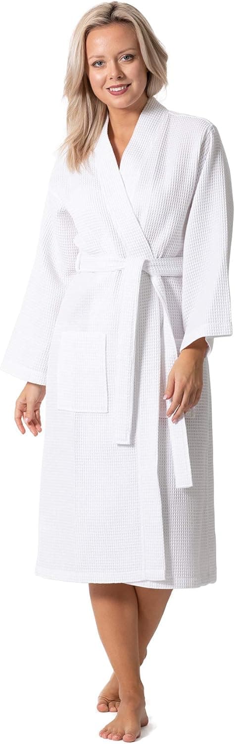 Detalle de Kimono robe 52% cotton waffle knit
