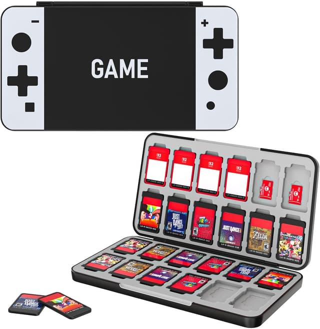 Detalle de MoKo Spiel-Aufbewahrungsbox für Nintendo Switch 2 / Switch OLED / Switch Lite – Organizer mit 24 Fächern