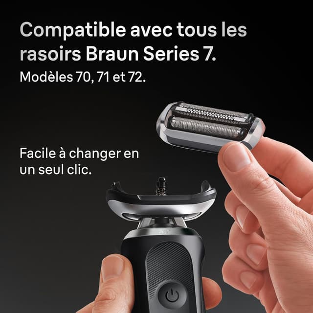Detalle 2 de Tête de rasoir électrique Braun Series 7 74S (origine) argent — grille SkinFlex 360° et 3 lames flexibles