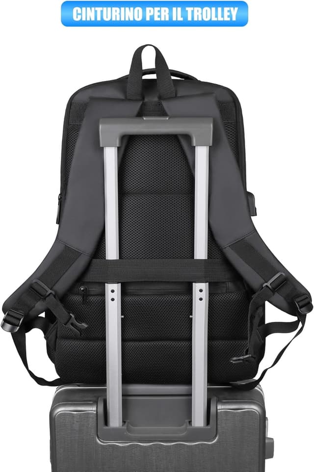 Detalle de Kommodum KM18: zaino da viaggio estendibile uomo con porta PC fino a 17" e impermeabile