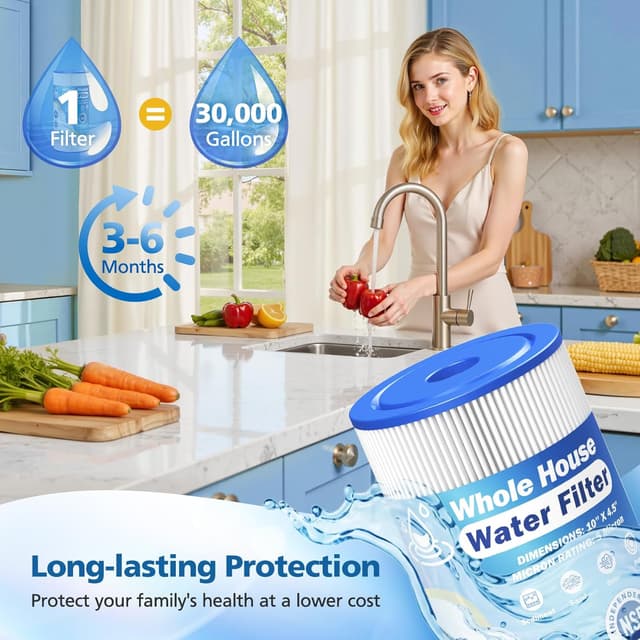 Detalle 2 de 5 Micron 10" x 4.5" Whole House Water Filter Replacement (4-Pack) for GE FXHSC / DuPont WFHDC3001 and more