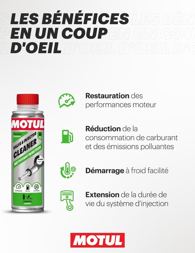 Detalle de Motul Nettoyant Injection Essence « Injection Essence » – Additif curatif carburant 300 ml (valve & injector cleaner)