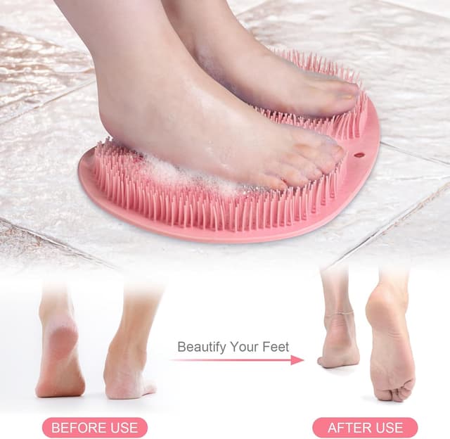 Detalle 2 de ACWOO Shower Foot Scrubber Mat (Pink) – non-slip suction cups foot exfoliation & massage