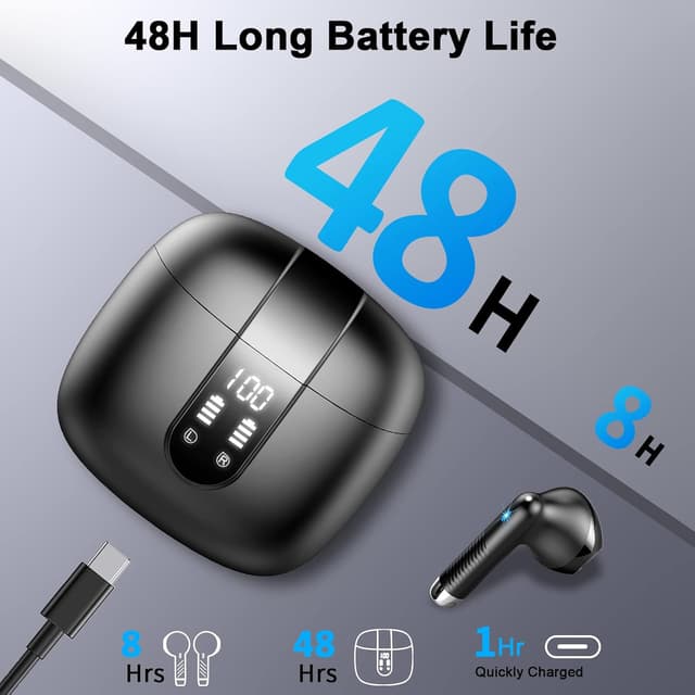 Detalle de Drsaec Wireless Earbuds (Bluetooth 5.4) with 4 ENC mic, 56H battery & IP7 waterproof