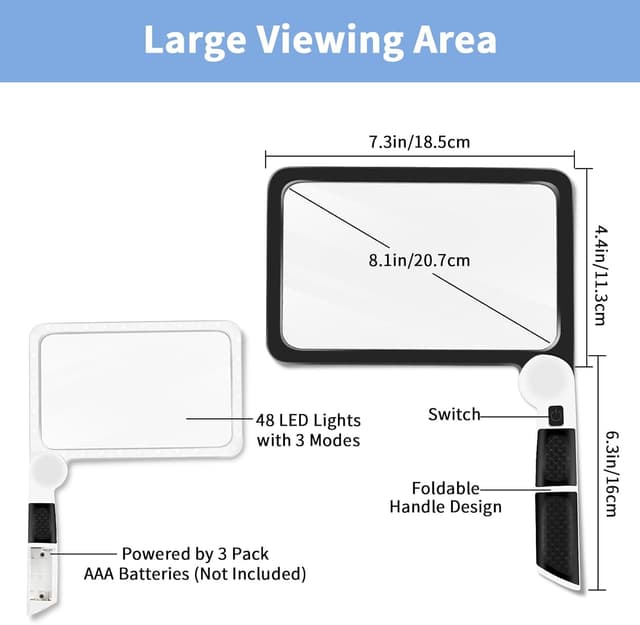 Detalle 2 de Yerepk 5X magnifying glass with light