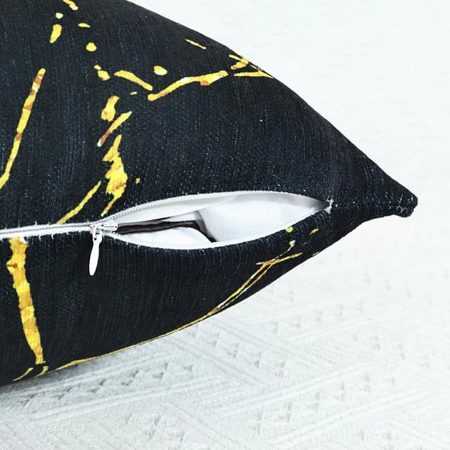 Thumbnail 2 de OYIMUA 2er Set Chenille-Kissenbezug 50x50 Schwarz (50 x 50 cm) mit Struktur & verdecktem Reißverschluss