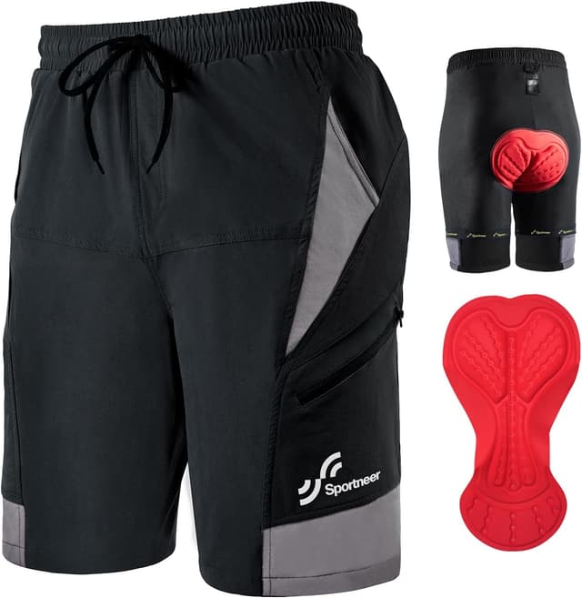 Detalle de Sportneer MTB Radlerhose Herren mit 3D-Polsterung und reflektierenden Streifen