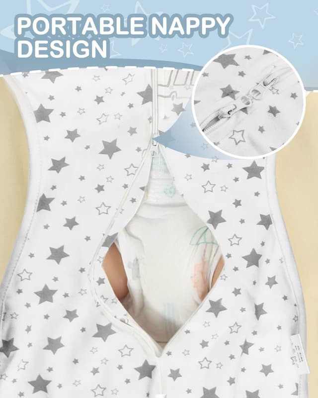 Detalle 2 de MOXTOYU Baby Swaddle Blanket (0.5 Tog) – 100% Cotton newborn wrap with dual zippers