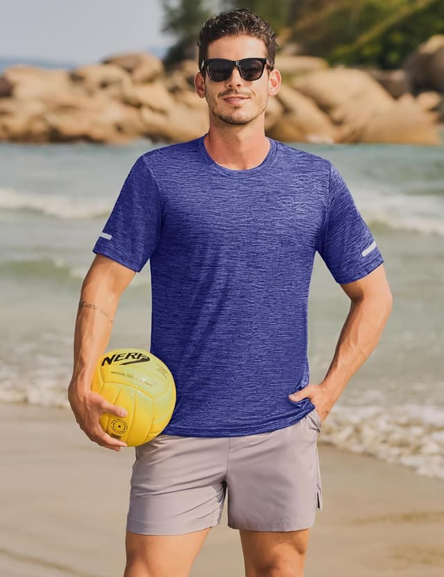 Detalle de KEFITEVD Men’s Quick Dry Sport T-Shirt (Short Sleeve, 4-way stretch)