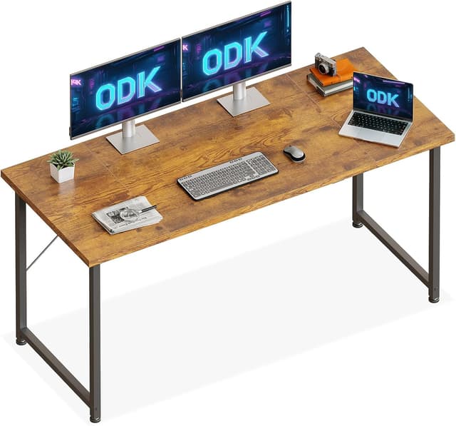 Detalle de ODK Schreibtisch 140×50 cm Computertisch für Büro, Homeoffice & Wohnzimmer in Braun