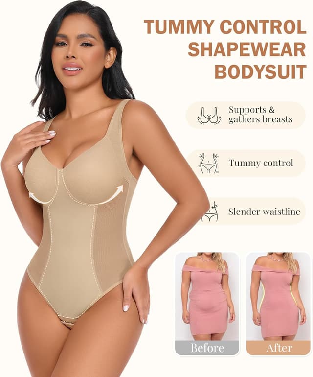Detalle de Niwicee body contenitivo modellante donna con effetto push-up e perizoma invisibile