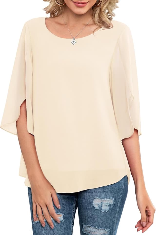Imagen de Neineiwu Damen Chiffon Tunika 3/4-Ärmel en OfertitasTOP