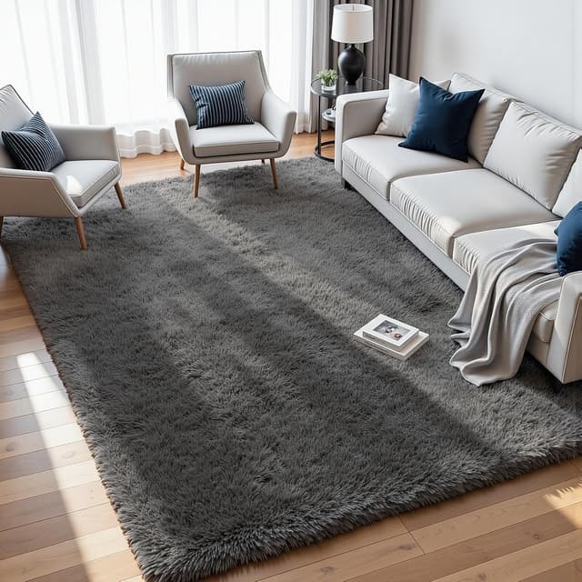 Detalle de Ultra Soft 8x10 Grey Shag Area Rug