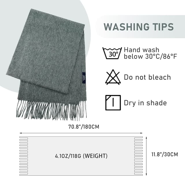 Thumbnail 4 de SoftSixant Cold Weather Wool Scarf 70.8" 🧣