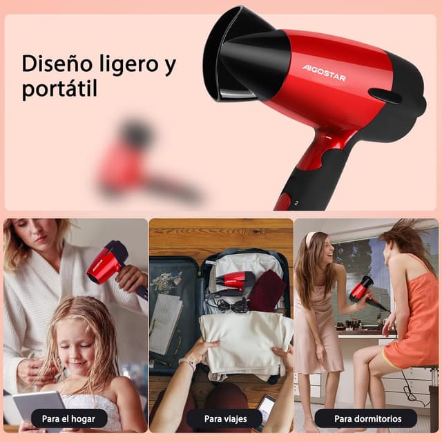 Thumbnail 7 de Aigostar Secador de Pelo 1500W 🌬️ Portátil y Plegable