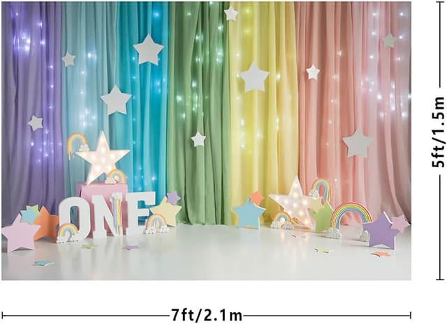 Thumbnail 2 de MEHOFOND 7x5ft Rainbow Birthday Banner