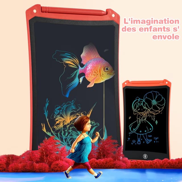 Detalle de RaceGT Tablette de dessin enfant LCD 8,5 pouces ardoise magique (lot de 2) avec bouton d’effacement verrouillable