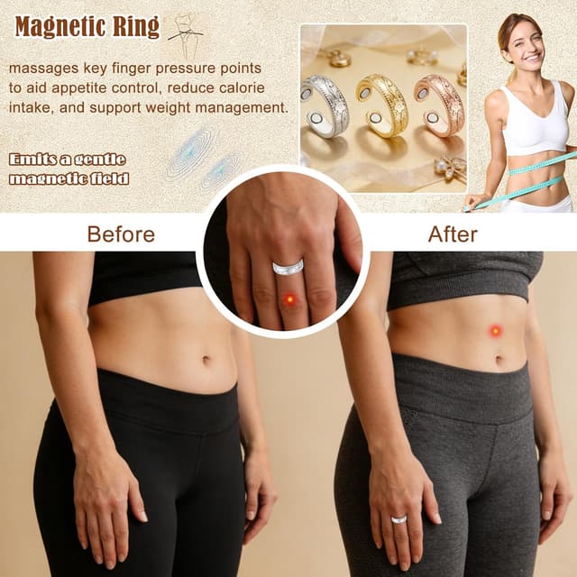 Detalle de Zecimi Magnetring Silber (2026) – verstellbarer Anti-Stress-Ring mit Magnetkraft für Alltag und Schlaf