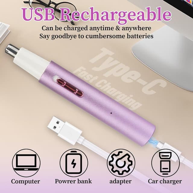 Detalle de Mendaping 2026 Rechargeable Nose & Ear Hair Trimmer (Dual-Edge Blade, USB)