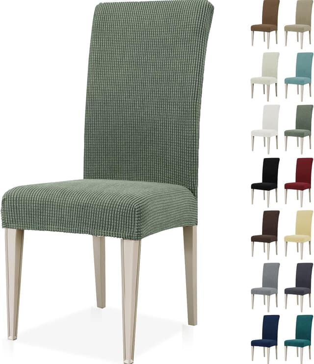 Detalle de Ystyle housse de chaise extensible lavable (4 pièces) vert clair