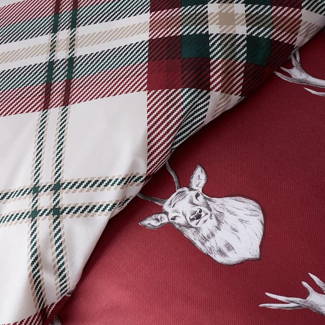 Thumbnail 3 de Catherine Lansfield Munro Stag Check Reversible Double Duvet Cover Set