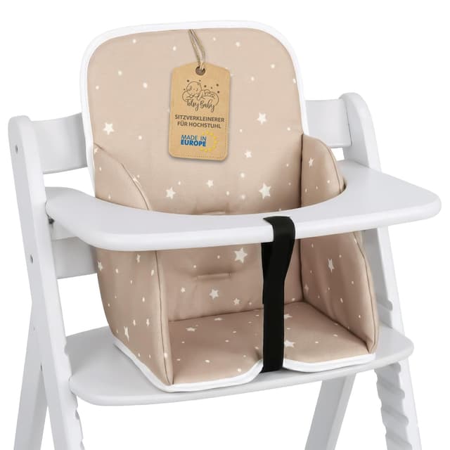 Detalle de Sitzverkleinerer für Baby-Hochstuhl – Sitzkissen für Hauck & Stokke, Beige mit weißen Sternen