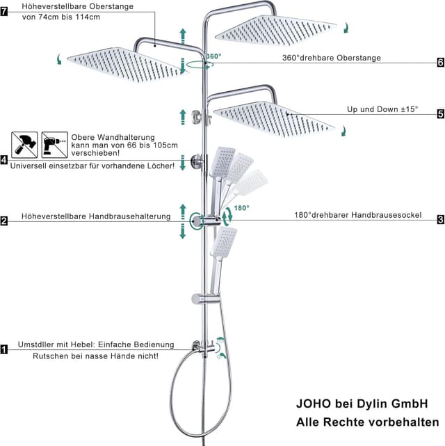 Thumbnail 4 de JOHO Edelstahl Duschset Regendusche XXL