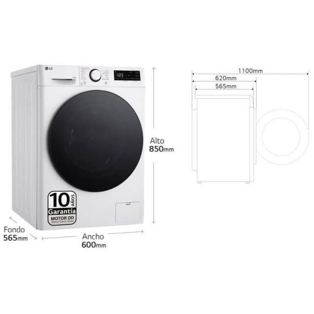 Detalle 2 de LG Serie 600 F4WR6011AGW lavadora de carga frontal de 11 kg con vapor y AI DD