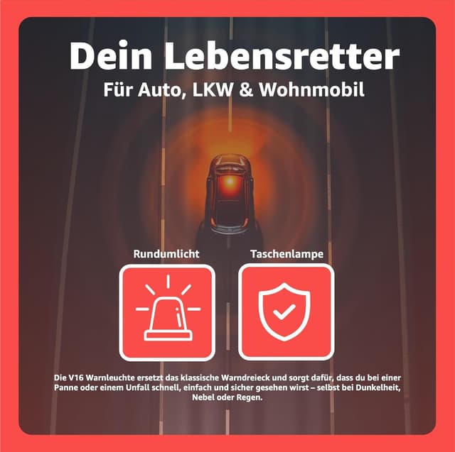 Imagen de POWR CAR V16 Warnleuchte - IDADA 21020060 - Warndreieck & Pannendreieck - EU Zulassung 2026 - Auto & Motorrad
POWR CAR V16 Warnleuchte - IDADA 210… en OfertitasTOP