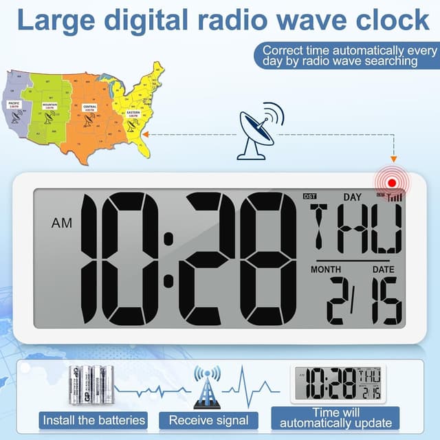 Thumbnail 2 de GEELION Atomic Clock 15" digital wall clock