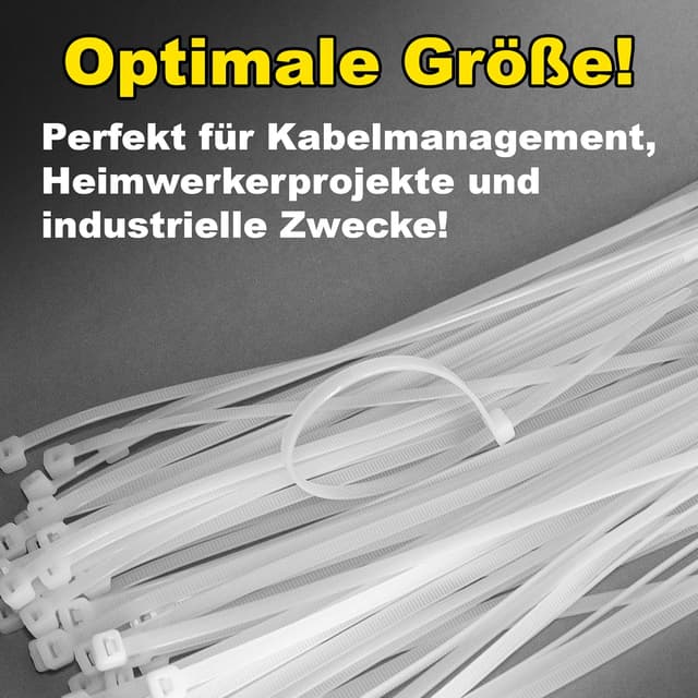 Thumbnail 6 de Nylon-Kabelbinder 3,6×150 mm (100 Stück) – weiß, selbstverriegelnd, bis 18 kg Zugfestigkeit