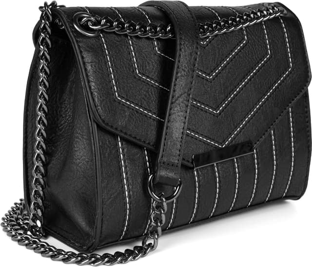 Detalle 2 de styleBREAKER Mini borsa a tracolla da donna con cuciture colorate e catena regolabile 02012308