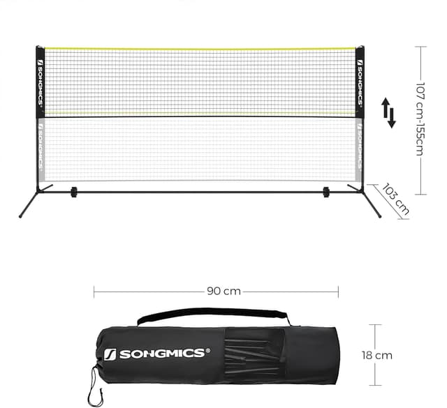 Detalle de SONGMICS filet de badminton 3 m avec hauteur réglable (ensemble portable)