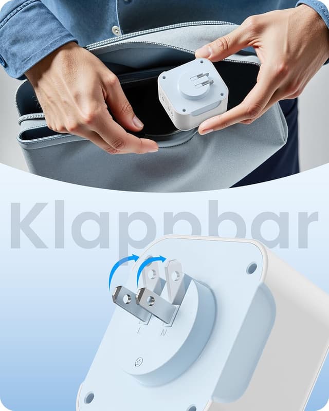 Detalle de LENCENT klappbarer Reiseadapter Japan (Typ A) mit USB-C & USB-A – 6-fach, kompakt für Deutschland/USA/Kanada/Thailand