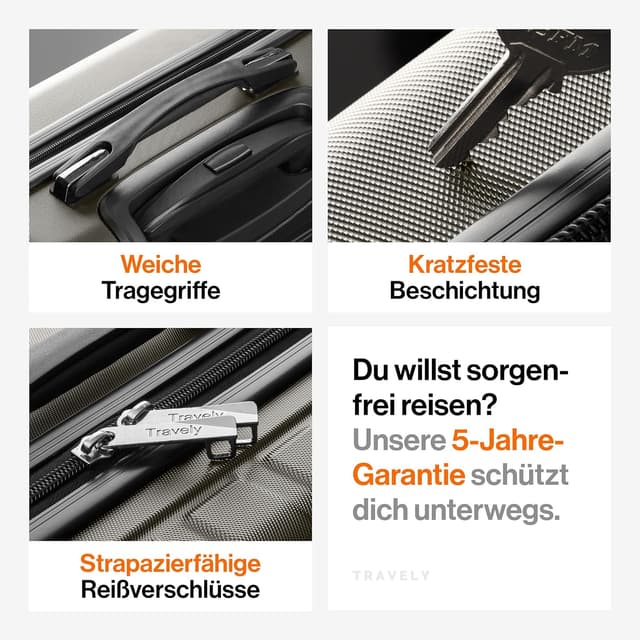 Thumbnail 6 de Travely Polycarbonat Koffer-Set 77 cm, 67 cm & Handgepäck (3er Set) mit TSA-Schloss