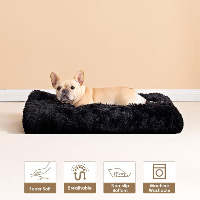 Detalle 2 de EHEYCIGA Fluffy Dog Crate Bed Medium (75x50x7.5cm) – calming anti-anxiety crate mattress with non-slip base