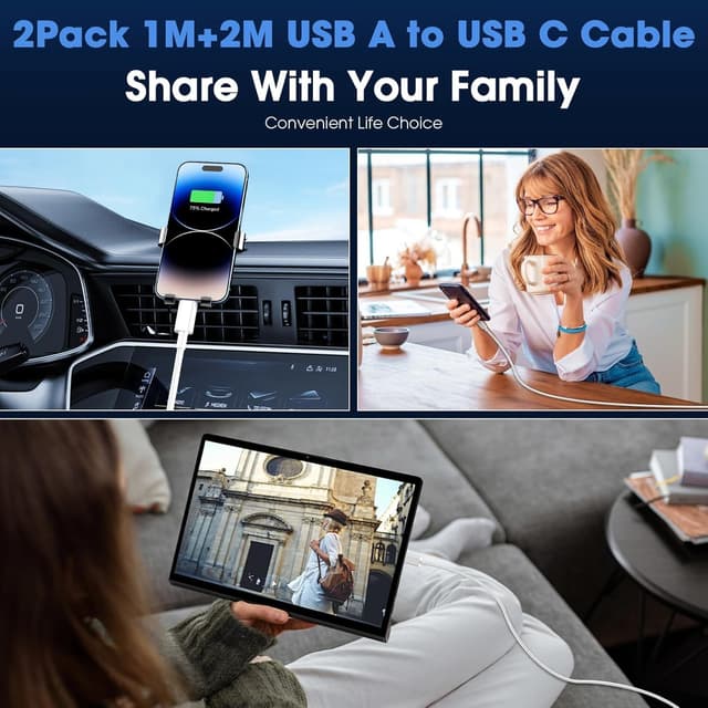 Detalle 2 de LOUPRESS iPhone 17/16/15 USB-A to USB-C Charger Cable (up to 60W PD) for iPhone, AirPods & CarPlay