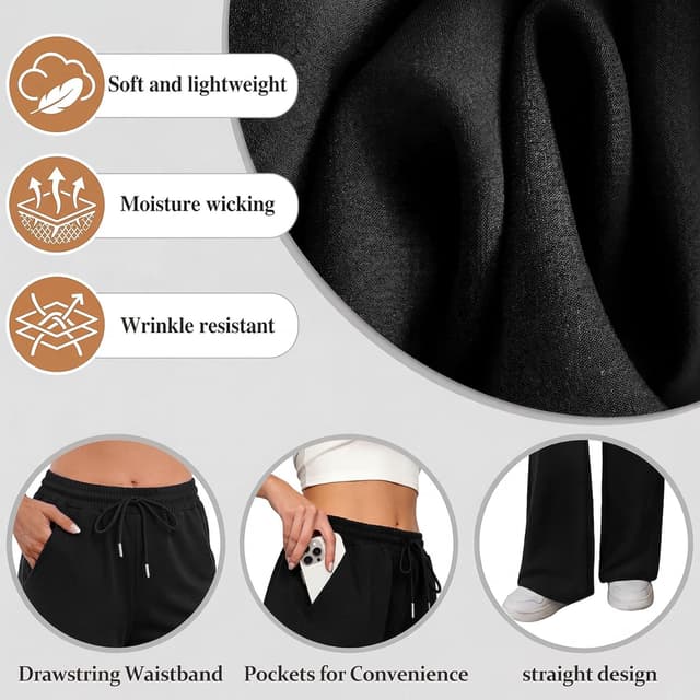 Detalle 2 de Litherday Jogging femme en coton coupe ample : pantalon de sport à taille élastique