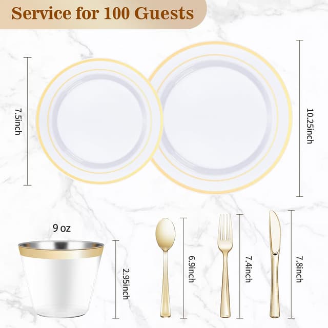 Thumbnail 2 de BESTVIP 600-piece Gold Dinnerware Set 🍽
