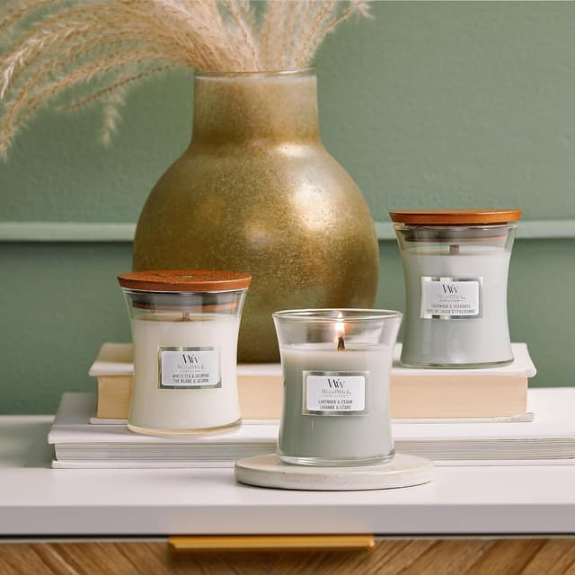 Thumbnail 6 de WoodWick jarre parfumée moyenne Thé Blanc & Jasmin à mèche en bois crépitante (jusqu’à 60 h)
