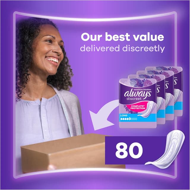 Thumbnail 6 de Always Discreet Incontinence Pads Long 80 pack 🩺