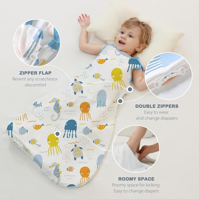 Detalle de Sacco nanna Mosebears in morbido cotone 0,5 tog (12–18 mesi) con cerniera a doppio cursore