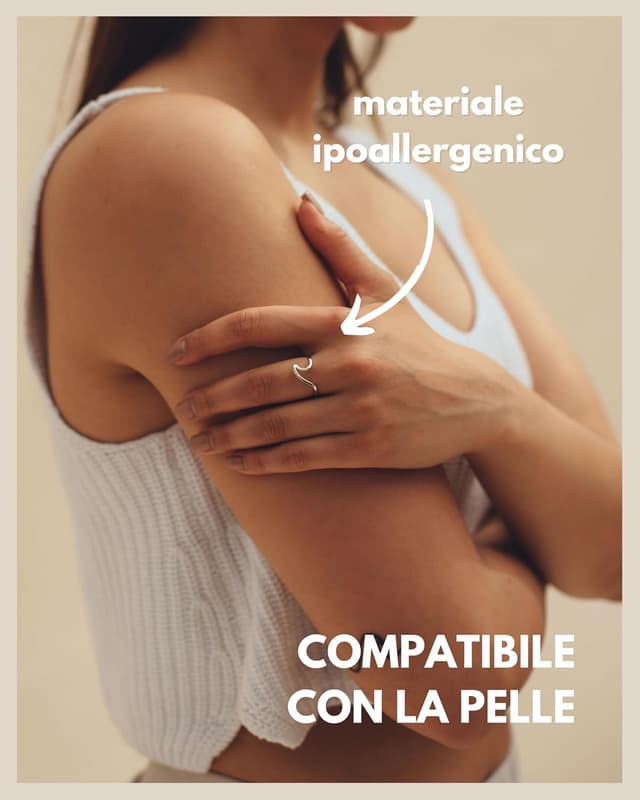 Detalle 2 de GD GOOD.designs Anello ondulato da donna impermeabile regolabile in acciaio inox (oro 18 carati, argento o oro rosa) con confezione regalo